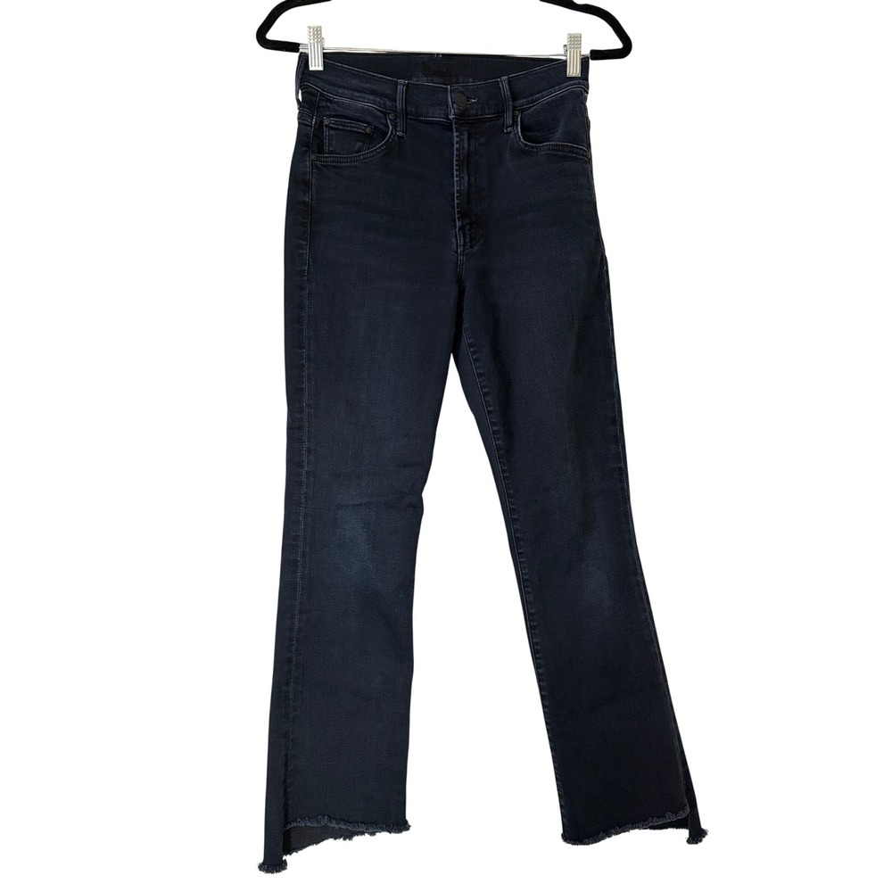 MOTHER The Insider Crop Step Fray Jeans Night In Paris Blue Black Womens 27